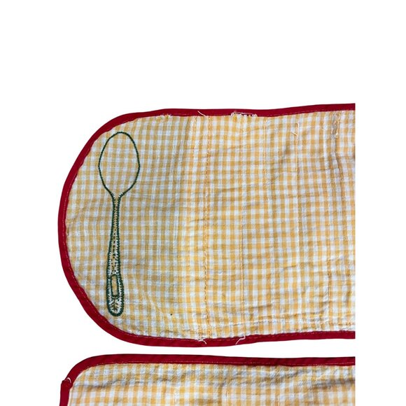 Vintage Handmade Anti-Tarnish Flatware Rolls Set of 2 Storage Pouches Used - Picture 5 of 11